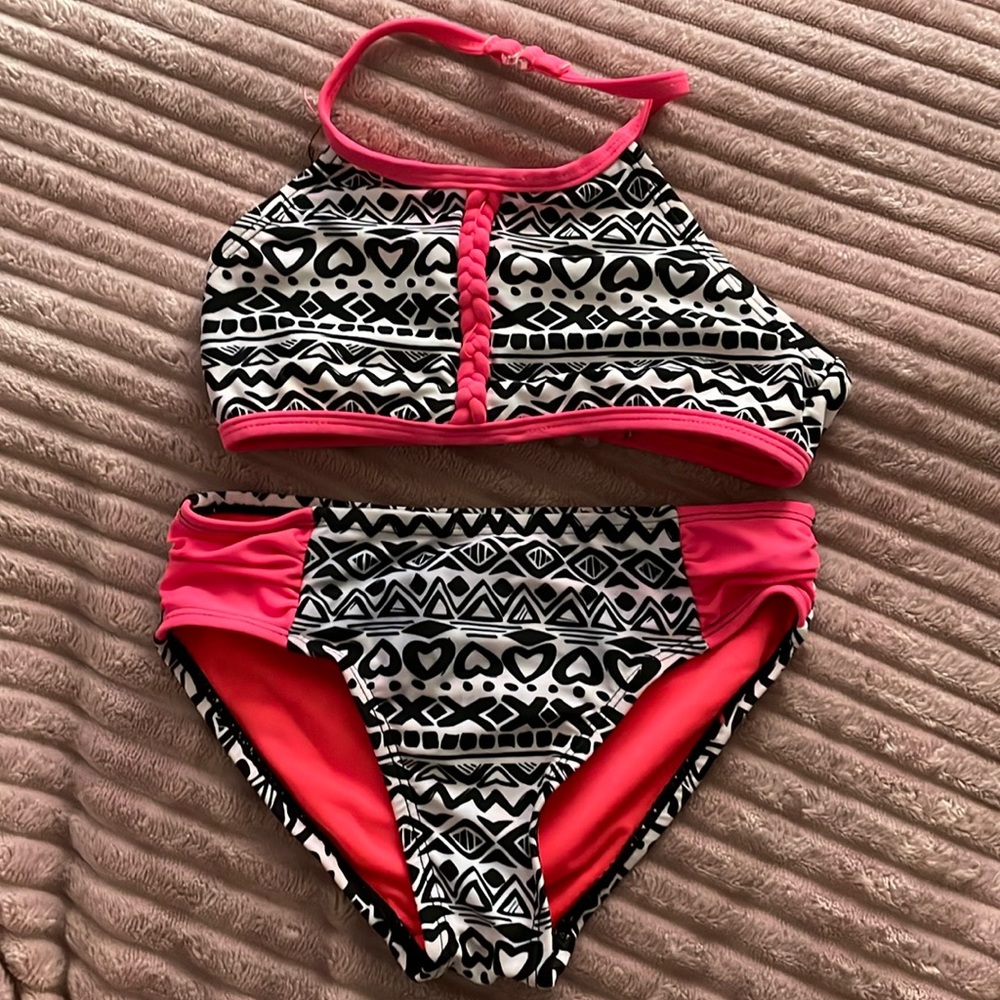 Never worn XS girls two piece bathing suit